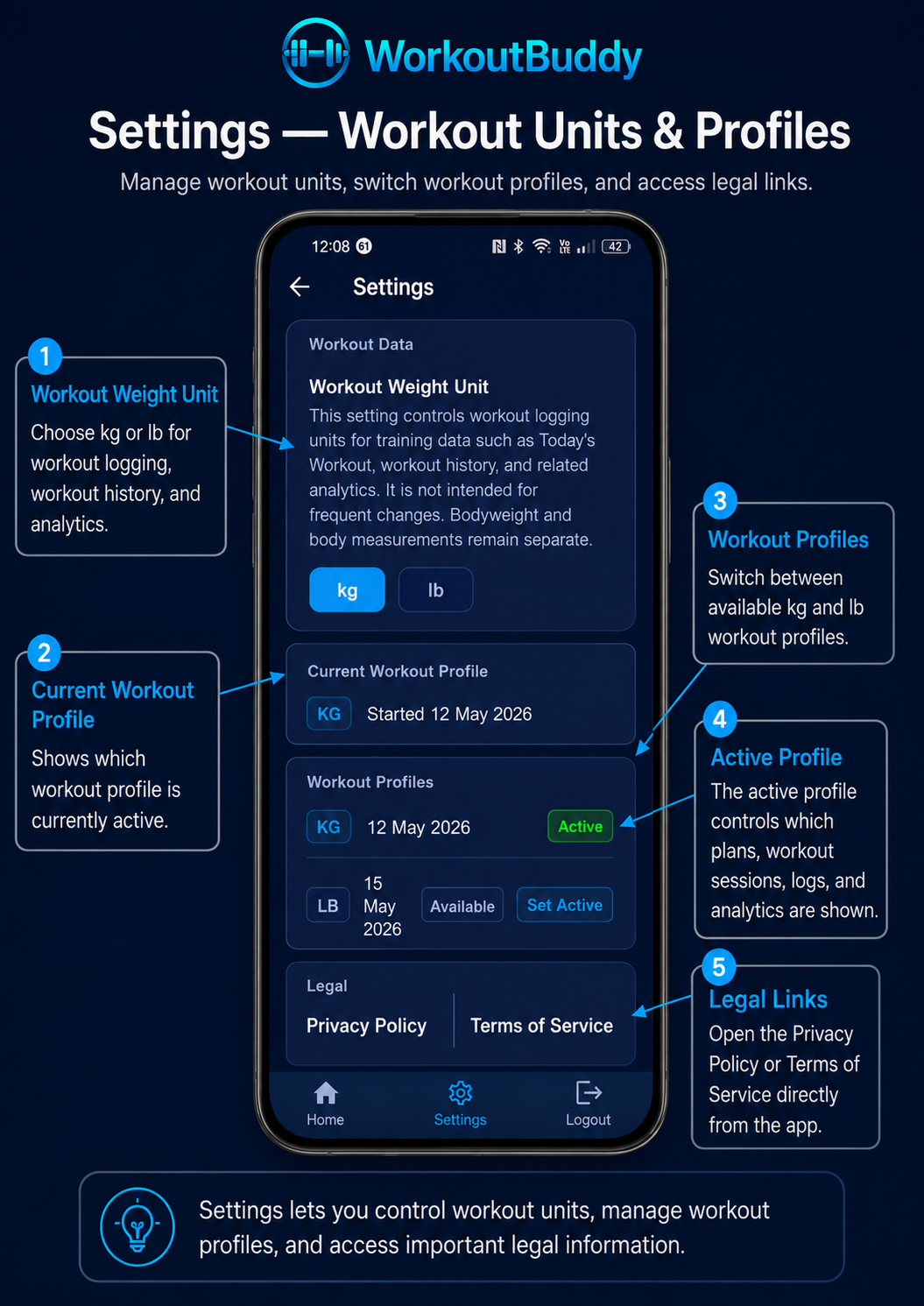 WorkoutBuddy Settings guide screenshot