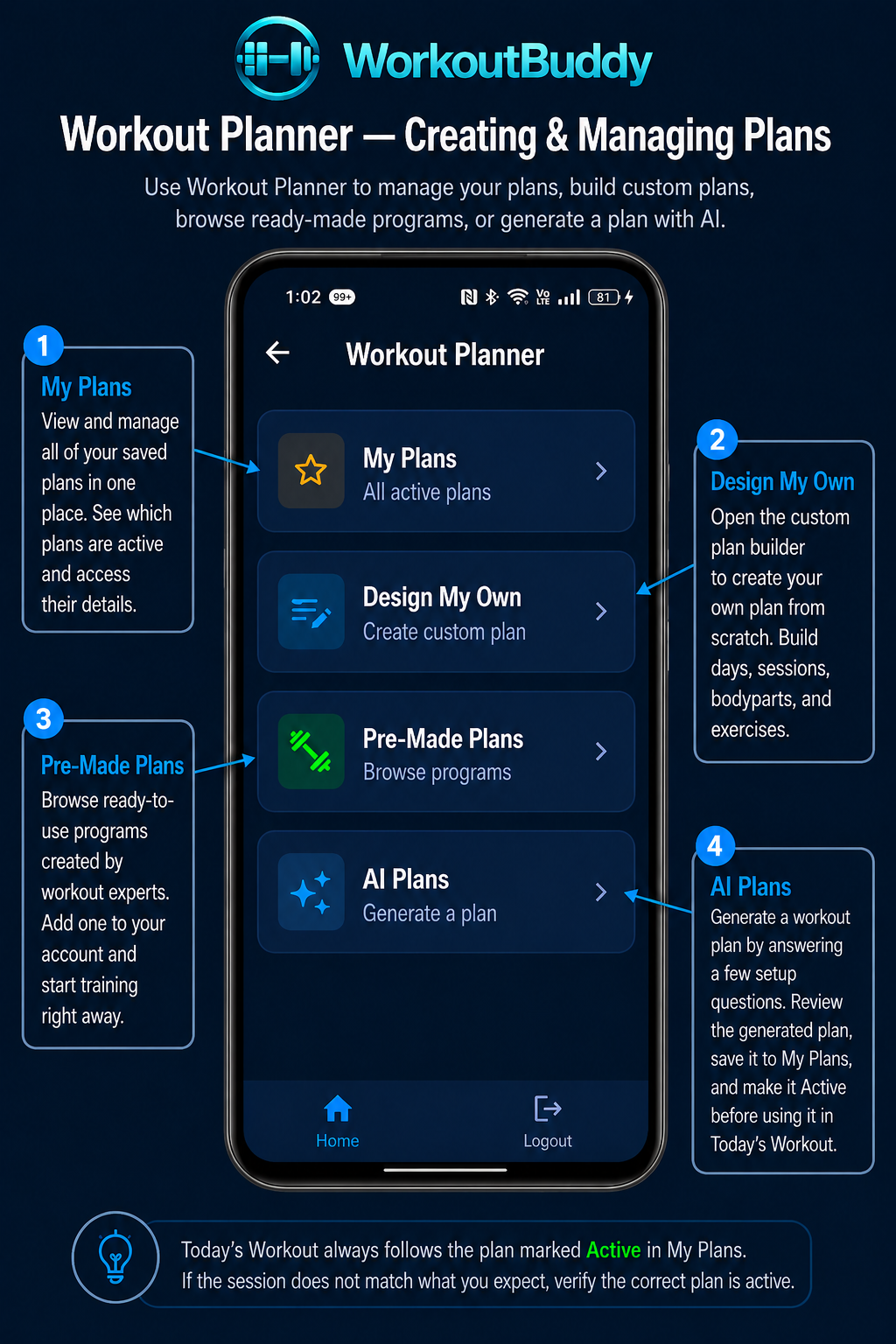 WorkoutBuddy Workout Planner guide screenshot
